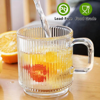 6-PACK Premium Glass Coffee Mugs with Handle