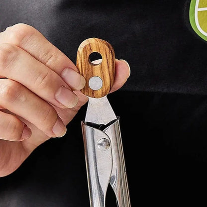 Stainless Steel Kitchen Tongs with Wooden Handle – Locking BBQ Tongs