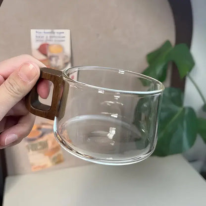 Walnut Harmony – Handcrafted Glass Cup & Saucer - 3 Pieces Set