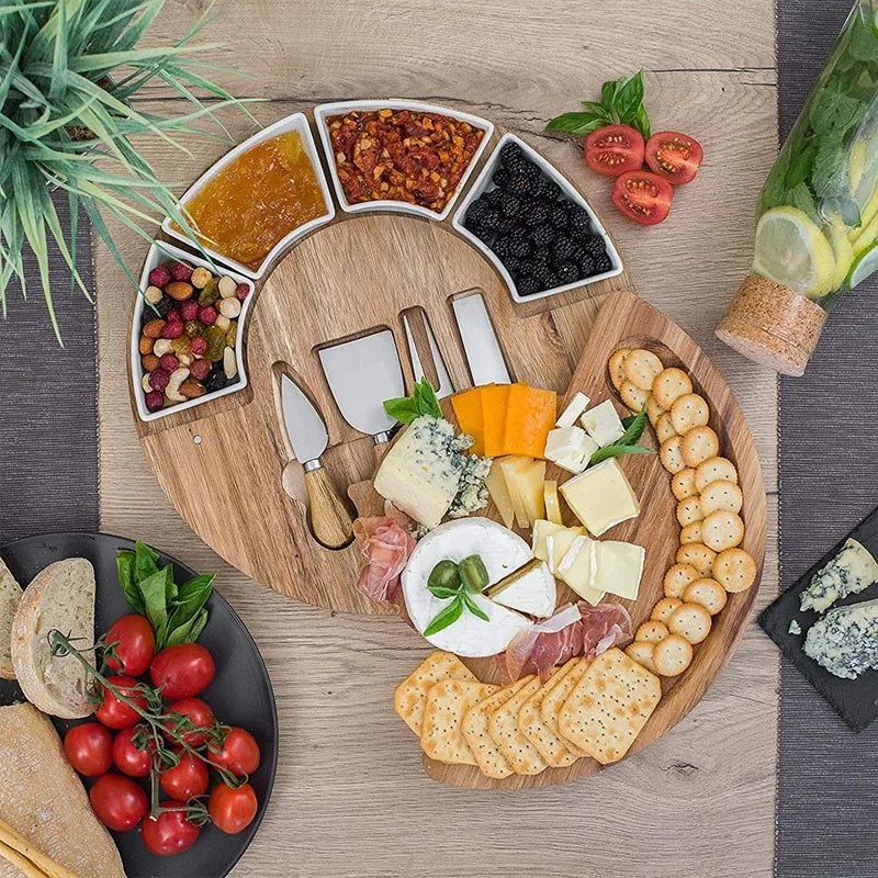 Elegant Bamboo Wood Cheese Board Set