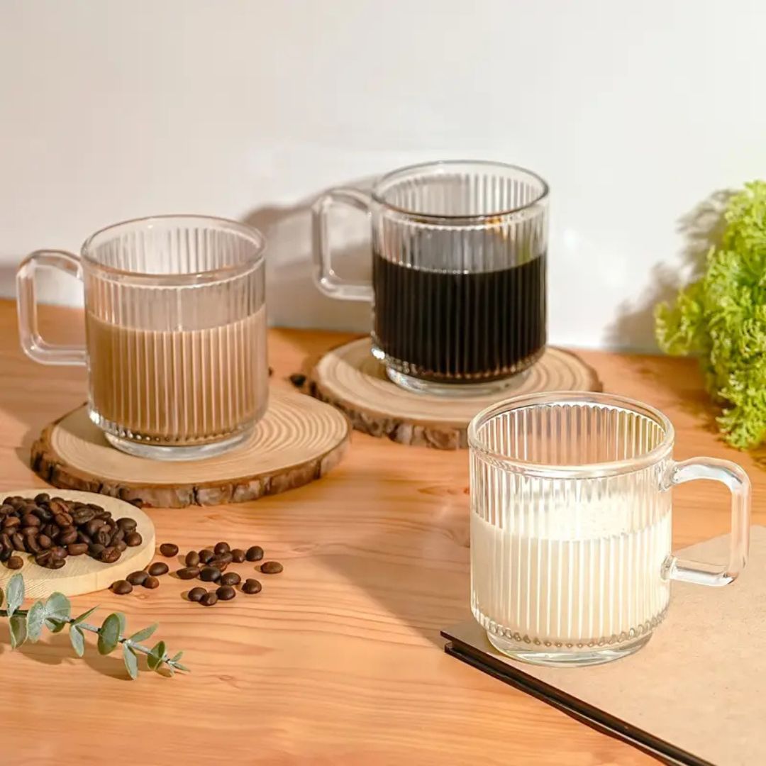 6-PACK Premium Glass Coffee Mugs with Handle
