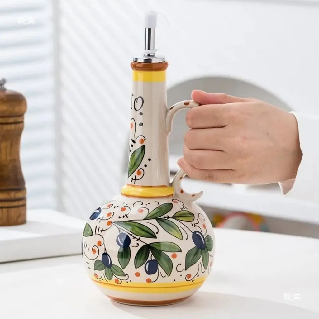 Tuscan Ceramic Olive Oil & Vinegar Dispenser Bottles