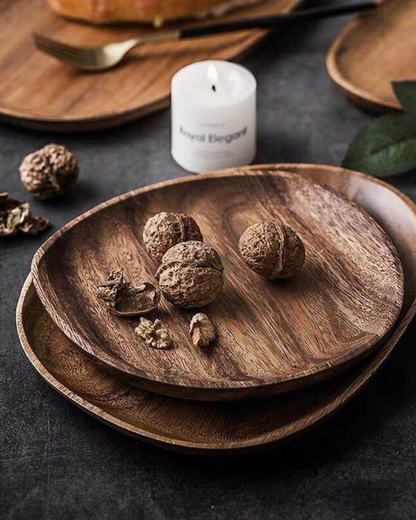 Wooden Serving Tray - Rustic Platter Set - Natural Kitchen Decor