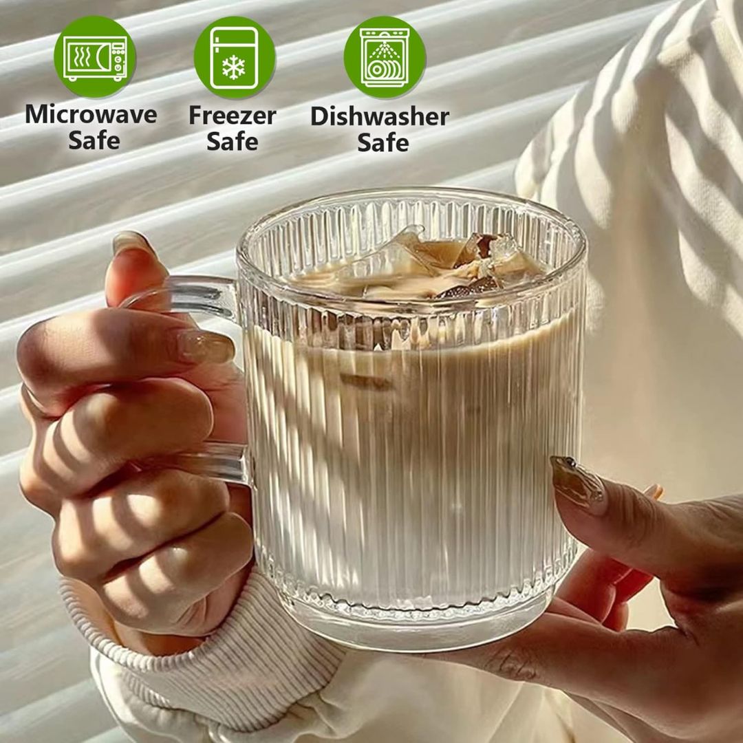 6-PACK Premium Glass Coffee Mugs with Handle