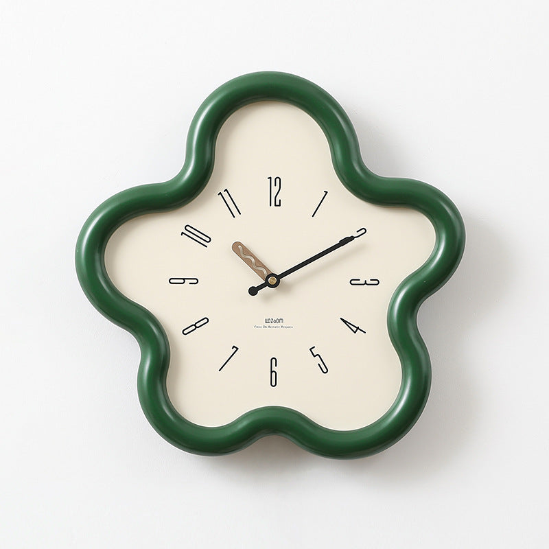 3D Floral Wall Clock – Silent Pendulum, Bedroom Decor