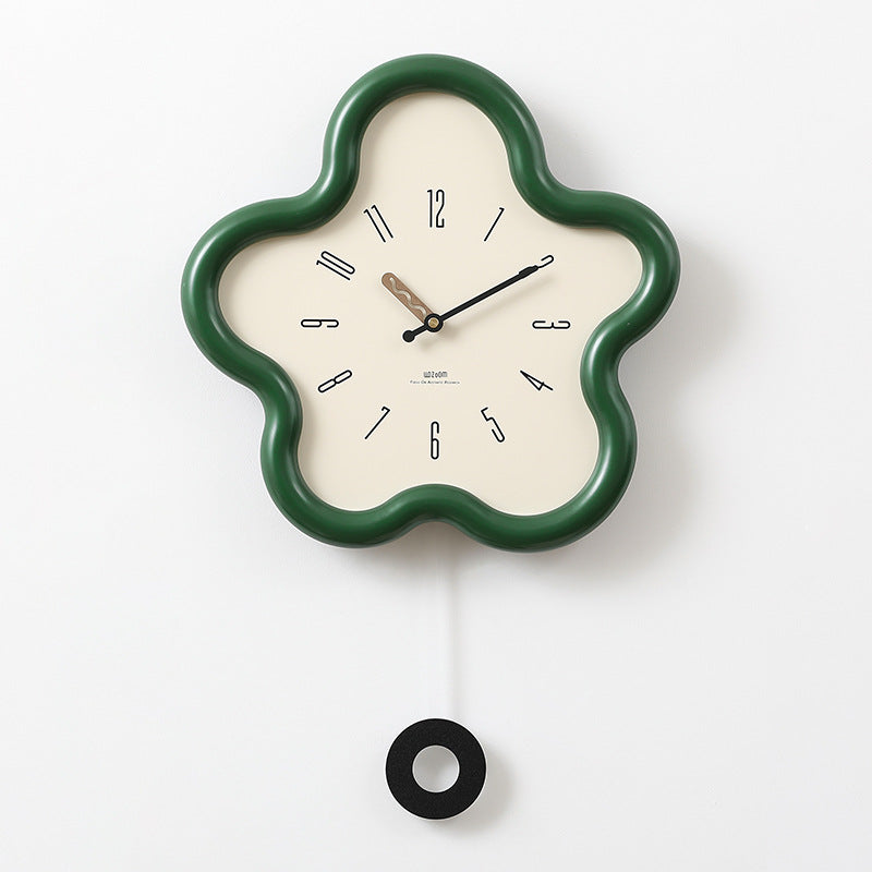 3D Floral Wall Clock – Silent Pendulum, Bedroom Decor