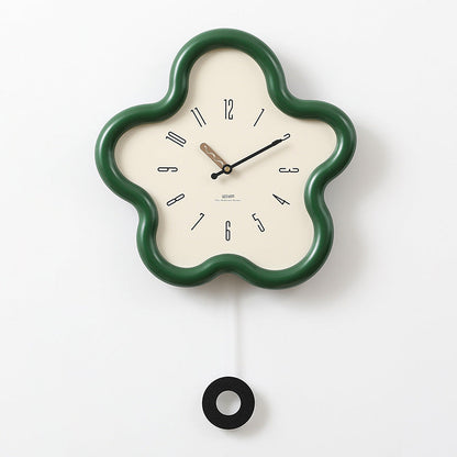 3D Floral Wall Clock – Silent Pendulum, Bedroom Decor