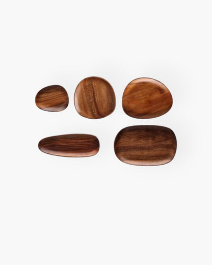 Wooden Serving Tray - Rustic Platter Set - Natural Kitchen Decor