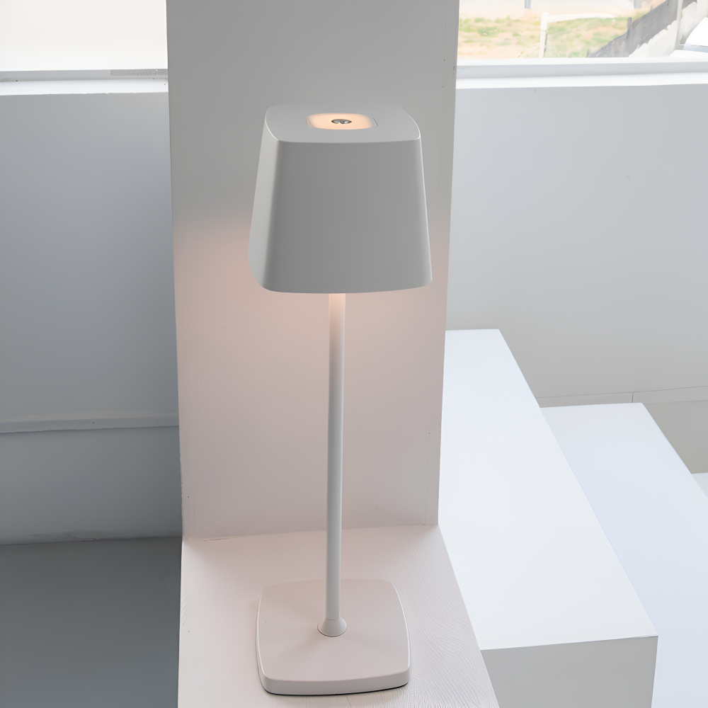 Quadro Table Lamp – Square Dimmable Rechargeable LED with Touch Control