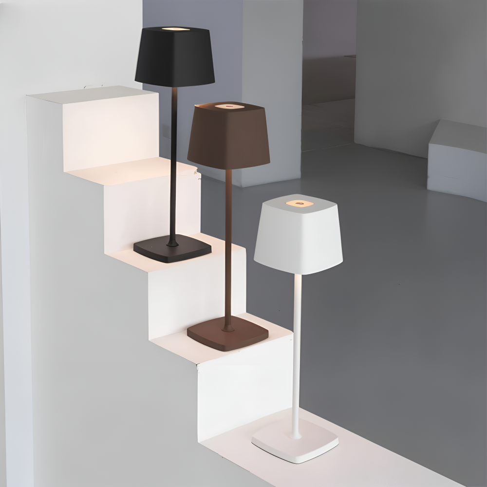 Quadro Table Lamp – Square Dimmable Rechargeable LED with Touch Control