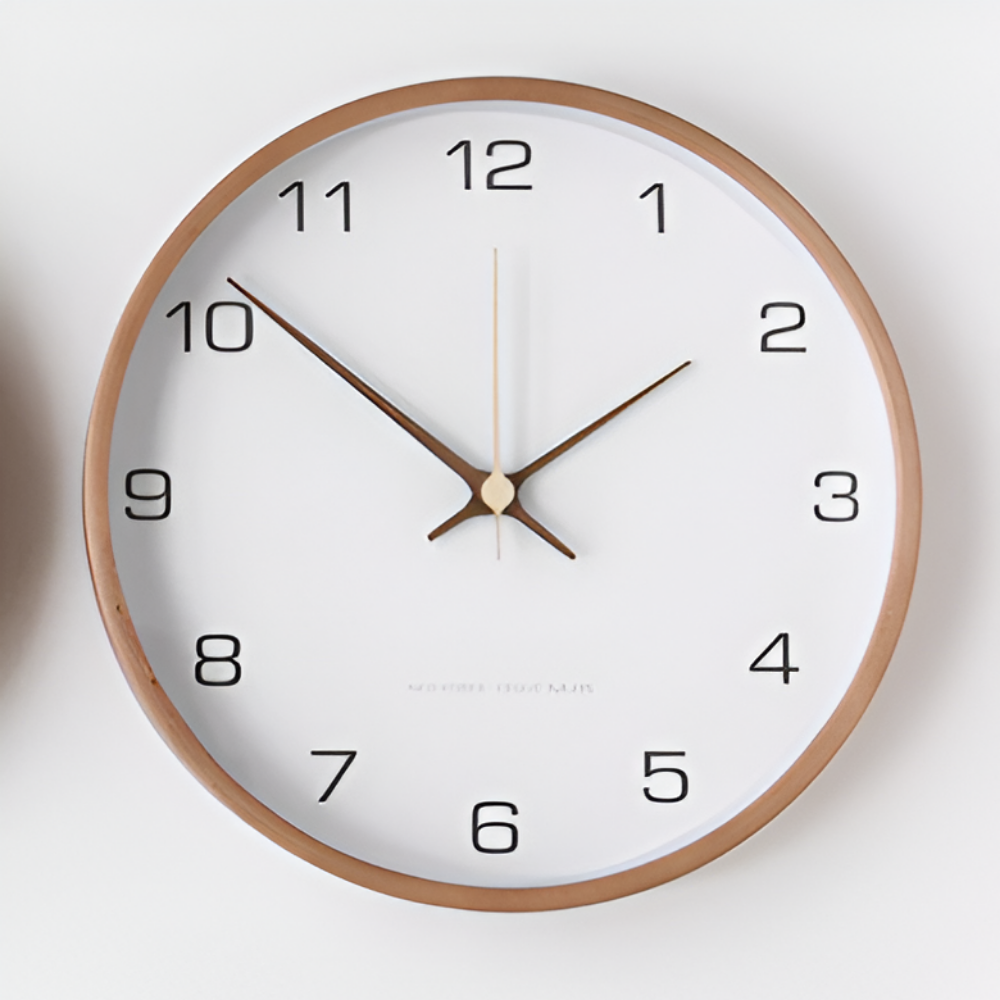 Silent Wooden Wall Clock – Nordic Design