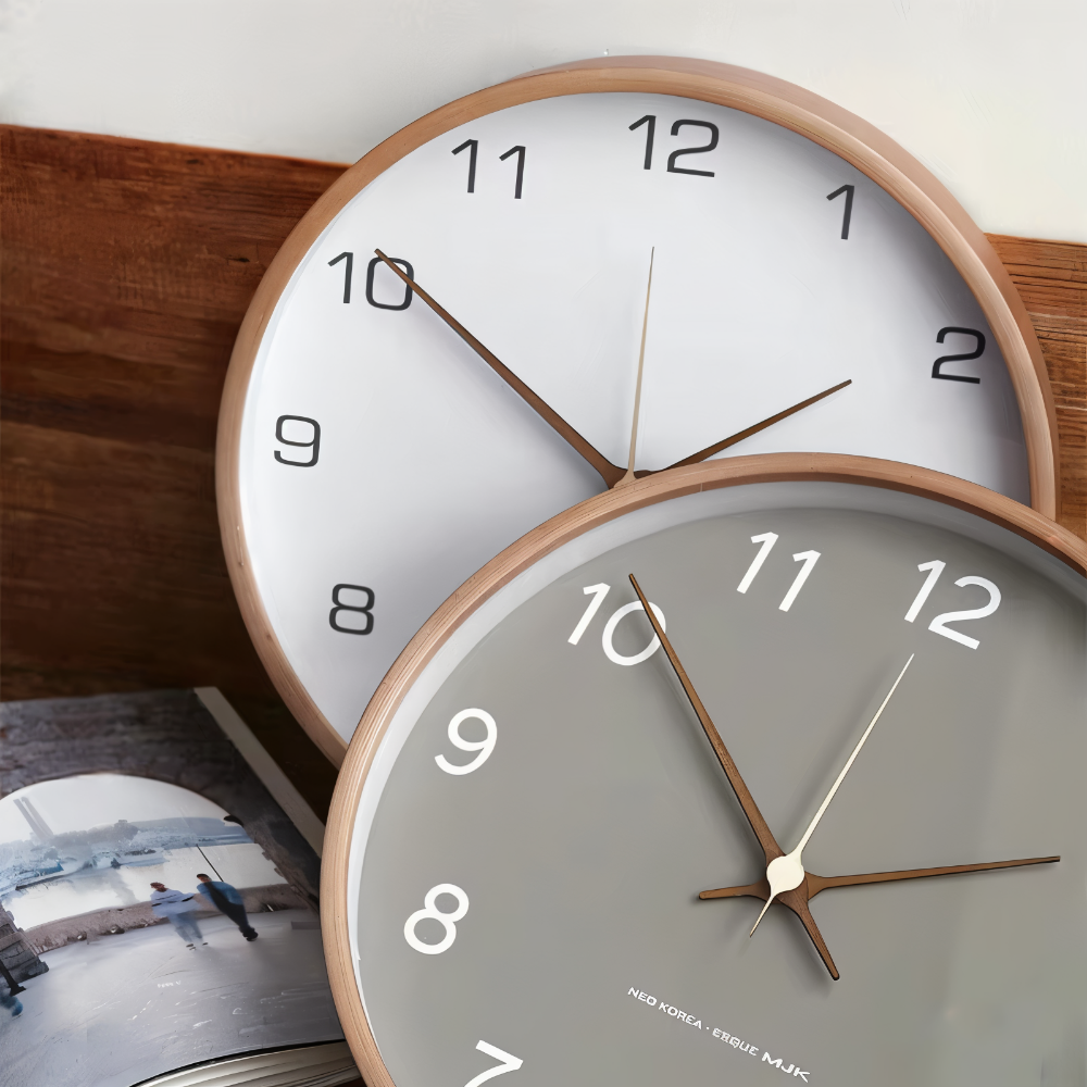 Silent Wooden Wall Clock – Nordic Design