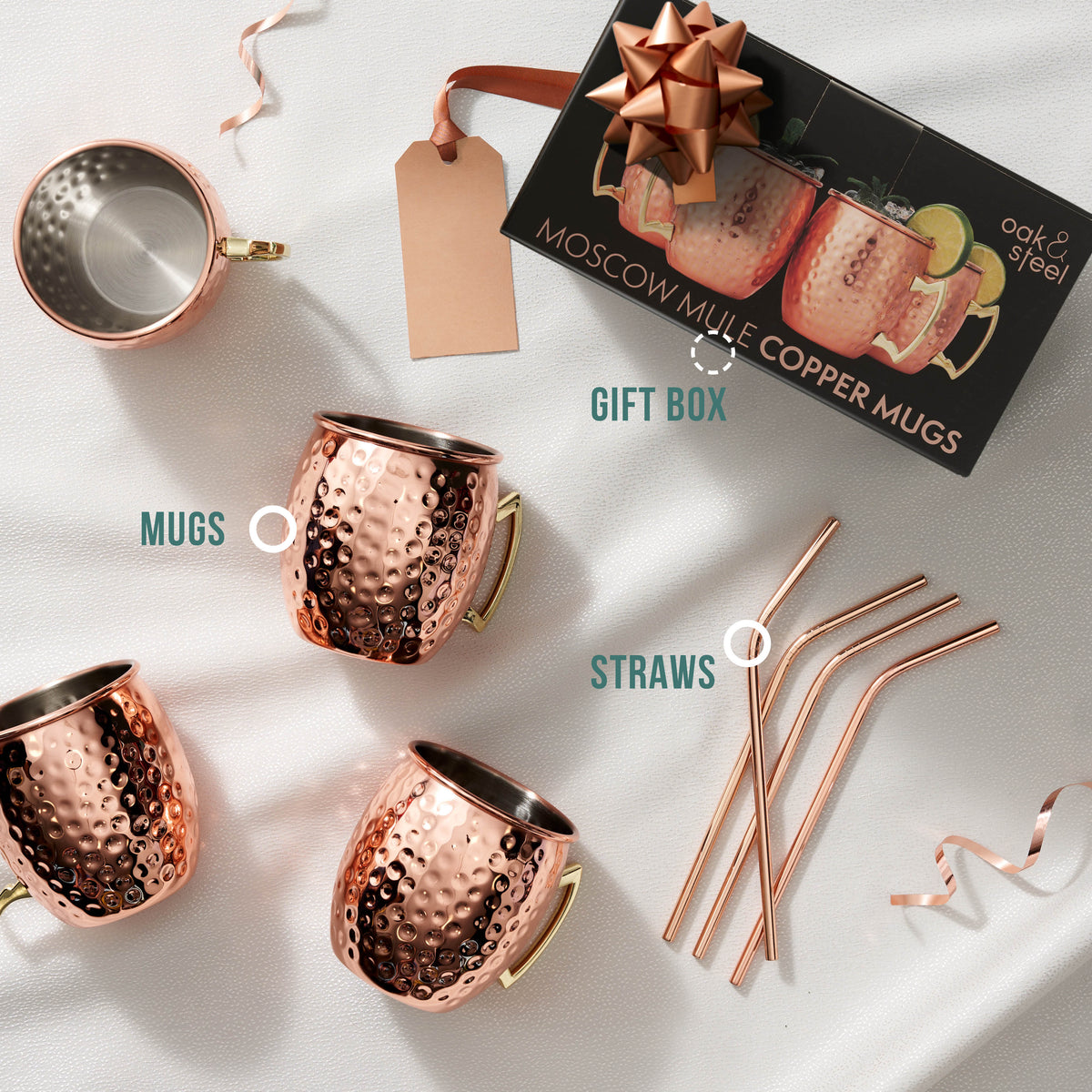 Stainless Steel Cocktail Mug & Straw Set