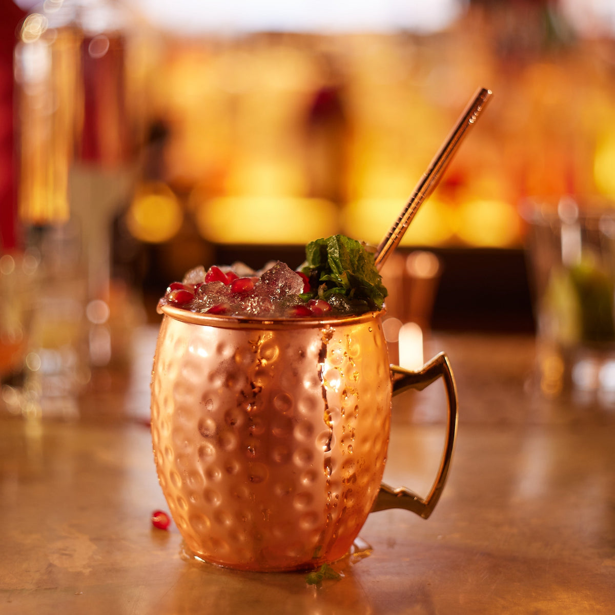 Stainless Steel Cocktail Mug & Straw Set