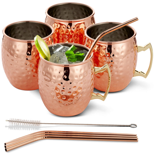 Stainless Steel Cocktail Mug & Straw Set