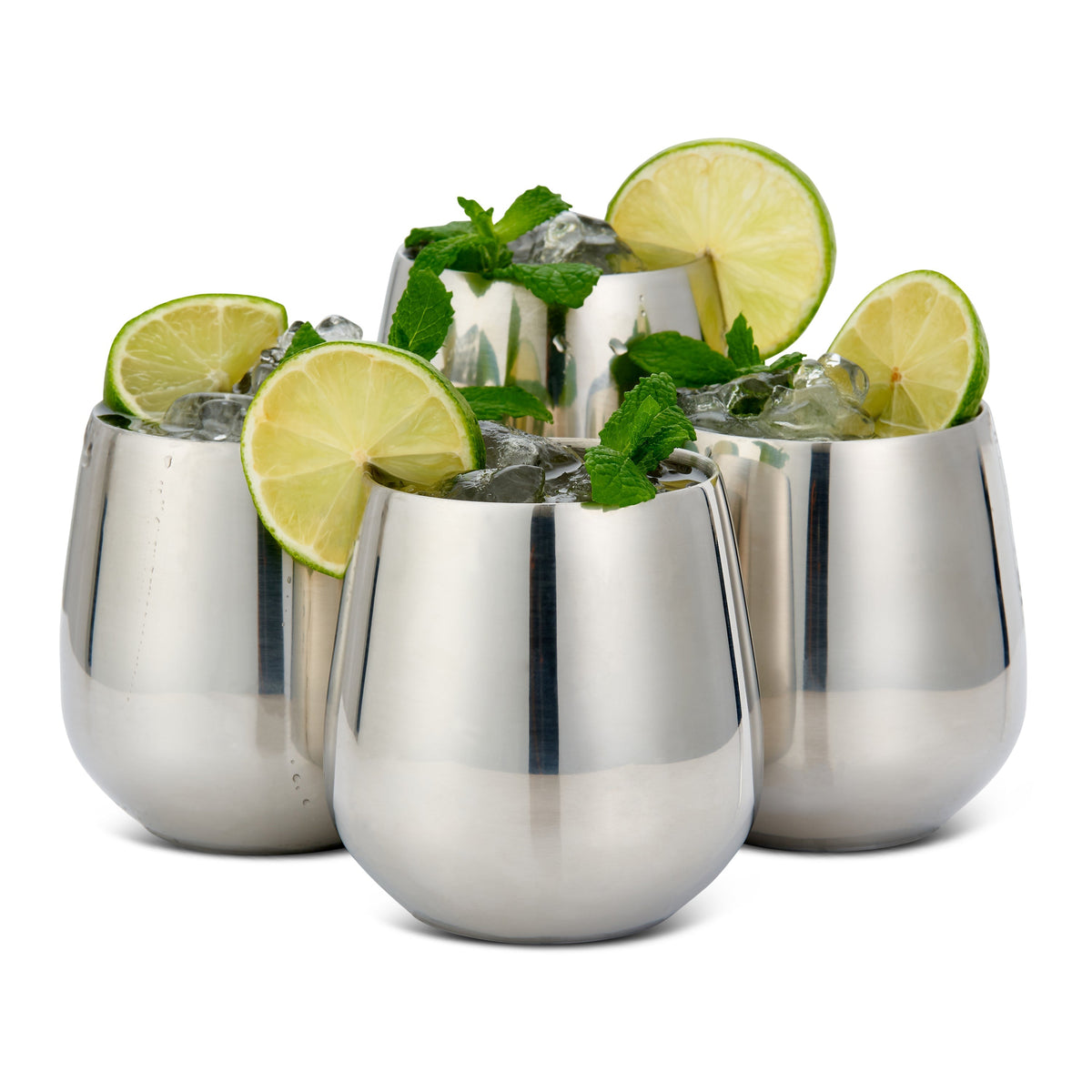 Stainless Steel Silver Tumblers with Straws