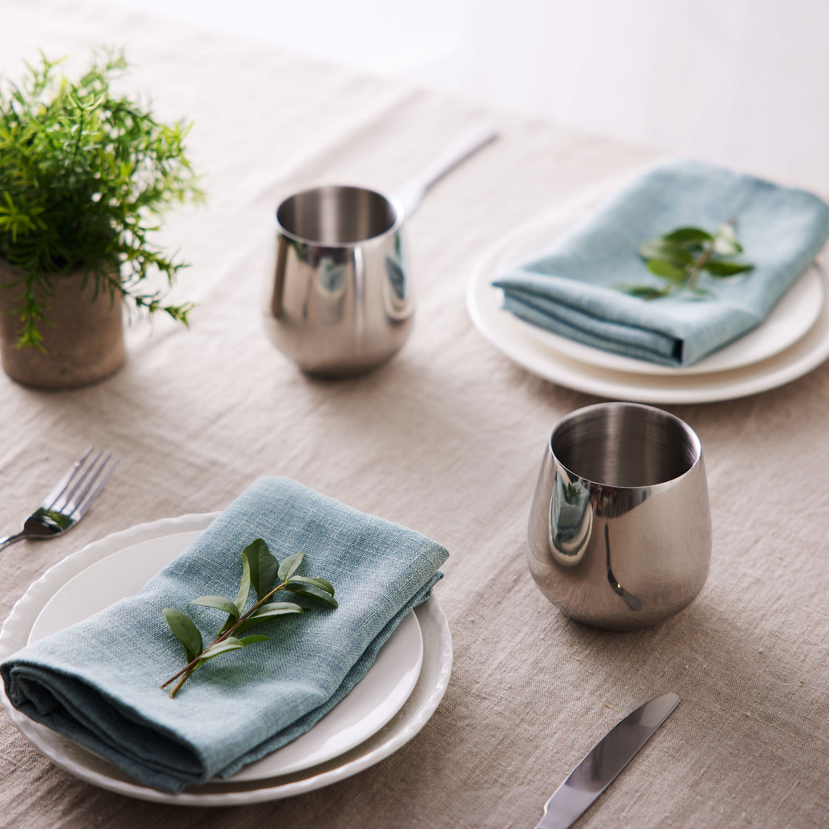 Stainless Steel Silver Tumblers with Straws