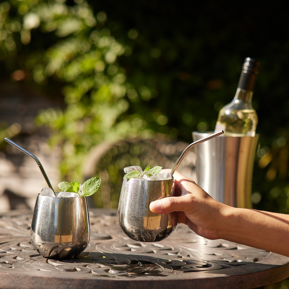 Stainless Steel Silver Tumblers with Straws