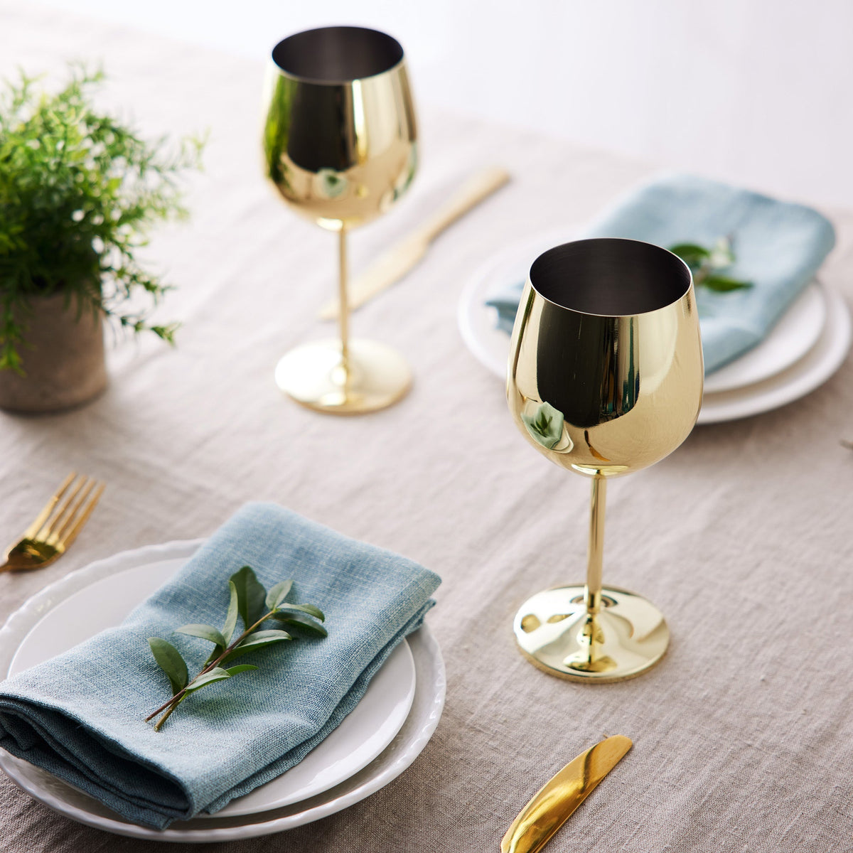 Stainless Steel Gold Wine Glasses