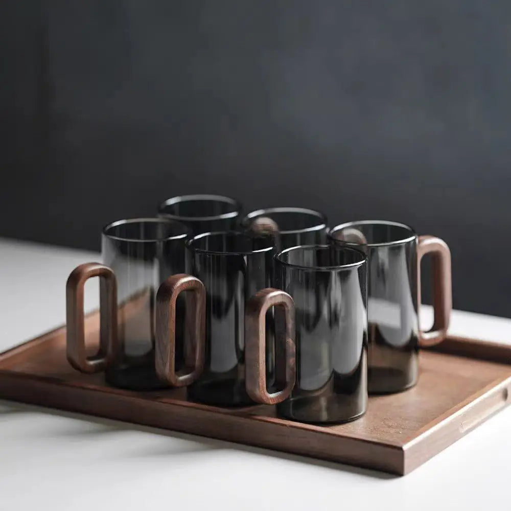 Rustic Wooden Handle Glass Mug