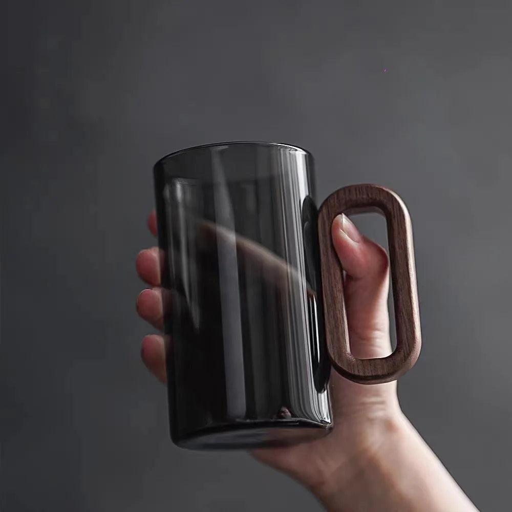 Rustic Wooden Handle Glass Mug