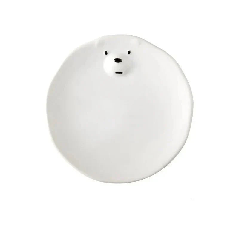 Cartoon Polar Bear Ceramic Plate and Bowl Set Eco-Friendly