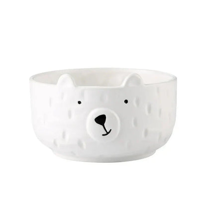 Cartoon Polar Bear Ceramic Plate and Bowl Set Eco-Friendly