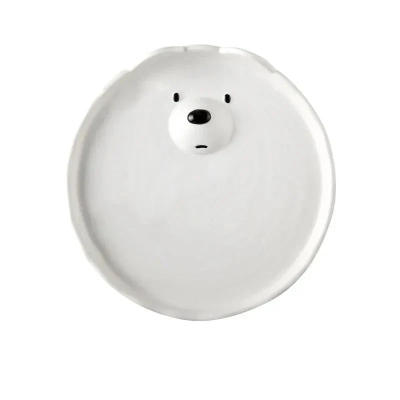 Cartoon Polar Bear Ceramic Plate and Bowl Set Eco-Friendly