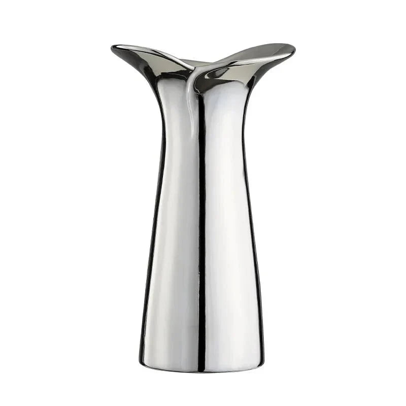 SilverLuxe Modern Geometric Ceramic Flower Vase
