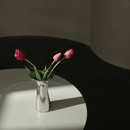 SilverLuxe Modern Geometric Ceramic Flower Vase