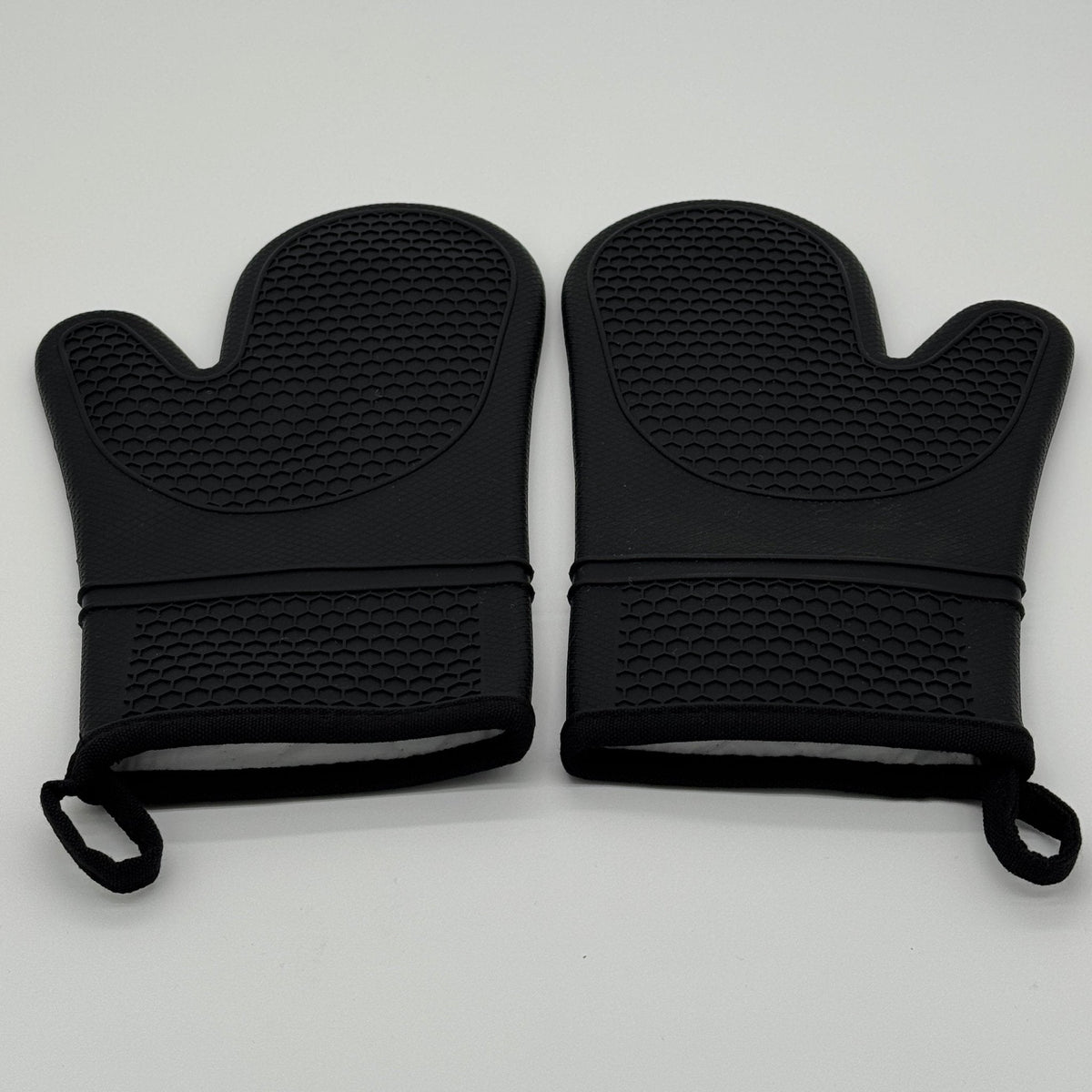 Black Silicone Oven Mitts – Non-Slip, Cotton-Lined, 1 Pair