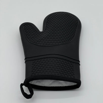 Black Silicone Oven Mitts – Non-Slip, Cotton-Lined, 1 Pair