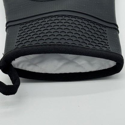 Black Silicone Oven Mitts – Non-Slip, Cotton-Lined, 1 Pair