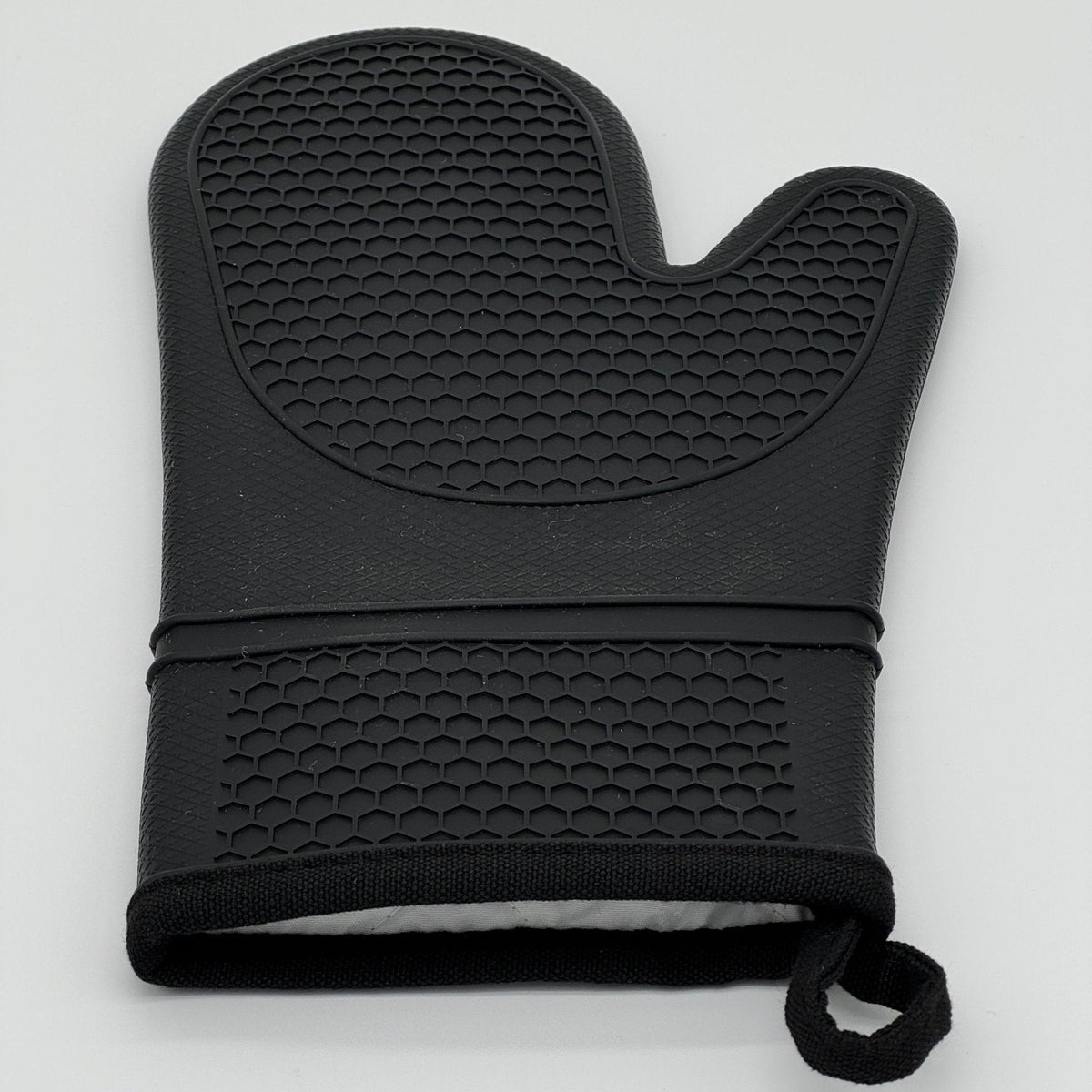 Black Silicone Oven Mitts – Non-Slip, Cotton-Lined, 1 Pair
