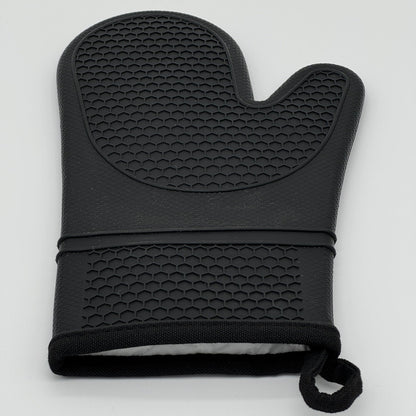 Black Silicone Oven Mitts – Non-Slip, Cotton-Lined, 1 Pair