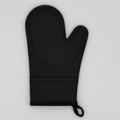 Black Silicone Oven Mitts – Non-Slip, Cotton-Lined, 1 Pair
