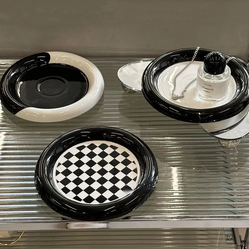 Geometric Ceramic Plate – Modern Serving Dish