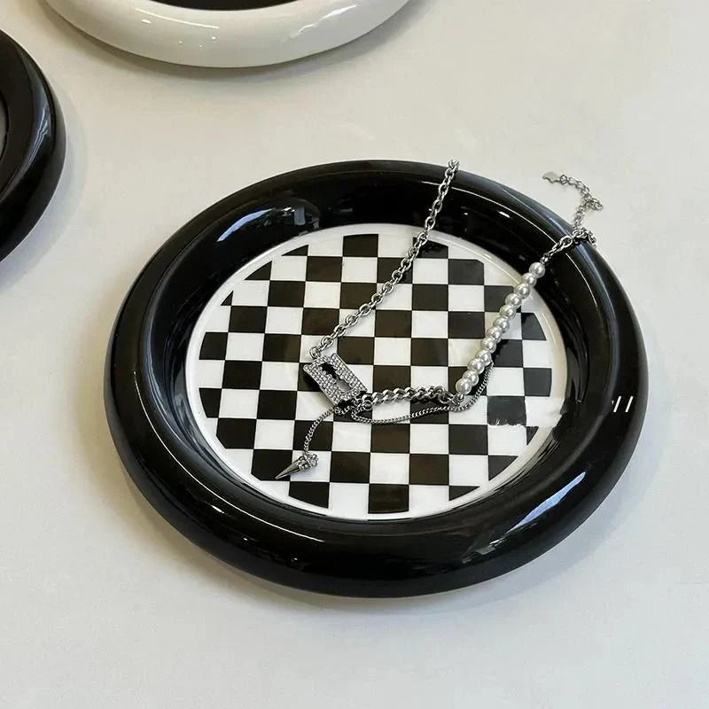 Geometric Ceramic Plate – Modern Serving Dish