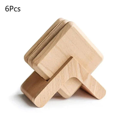 Six Piece Walnut Coaster Set - Eco-Friendly Wood Style