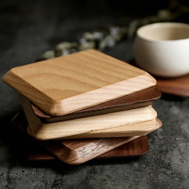 Six Piece Walnut Coaster Set - Eco-Friendly Wood Style
